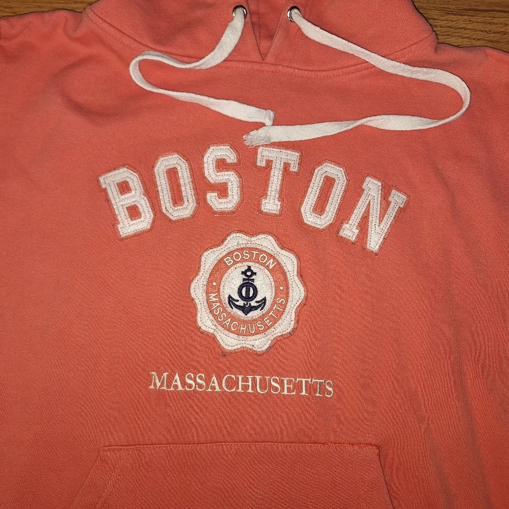 Boston Massachusetts Hoodie Large Love Couture Sweatshirt Pockets Womens Casual‎ - Picture 2 of 5